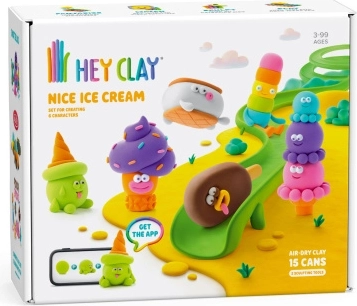 Hey Clay set Înghețată – creații din pastă ușoară autoîntăritoare