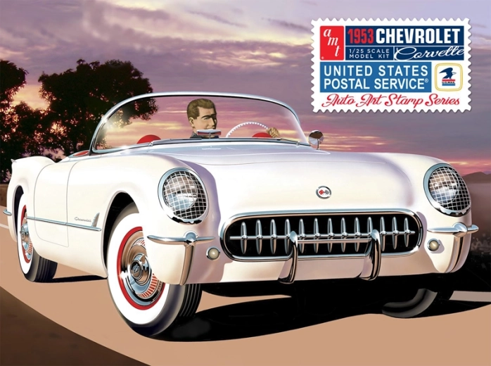 Model auto din plastic 1953 Chevy Corvette 1:25 (USPS Stamp Series)