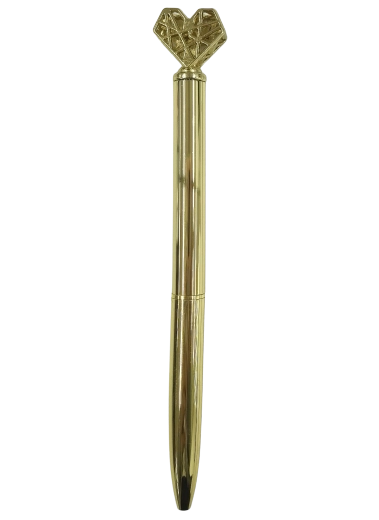 Pix metalic cu inimă, culoare aurie, 16 cm