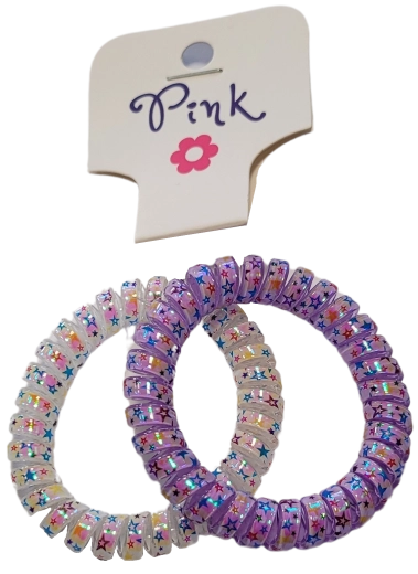 PINK elastice spirale pentru păr cu luciu perlat, 2 buc.