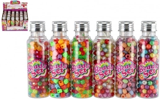 Mărgele din plastic cu șnur într-o cutiuță – mix de culori