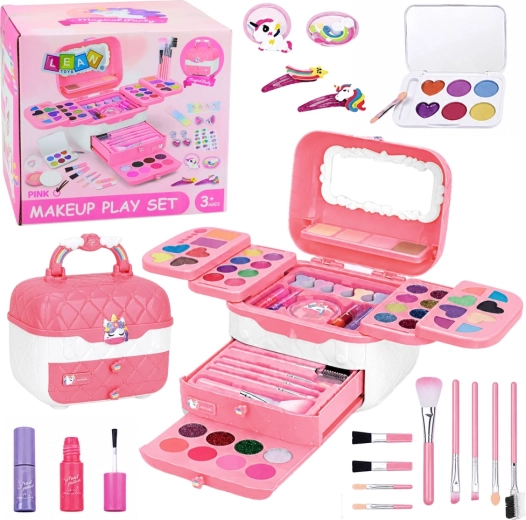 Trusă cosmetică pentru copii cu unicorn – set roz 72 de piese
