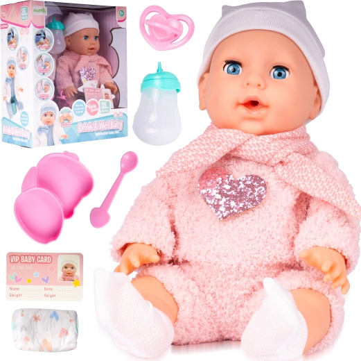 Păpușă 35 cm bea și face pipi Tosia cu accesorii