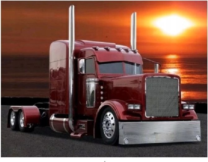 Pictură cu diamante – camion la apus 30 × 40 cm