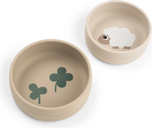 Done by Deer set de boluri din silicon Sheepy, culoare nisipie, 2 buc.