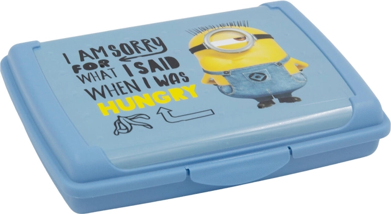 Cutie pentru gustări Minions cu închidere tip clic 17 × 13 × 3,5 cm, albastră