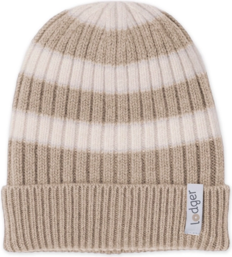 Căciulă tricotată merino Lodger stripe bej 3–6 luni