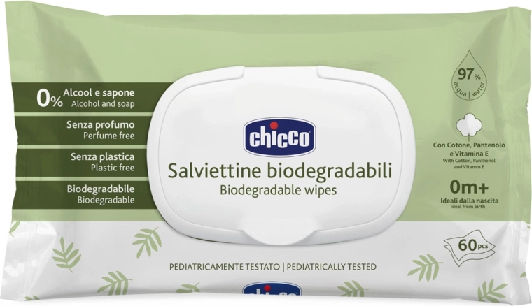Chicco șervețele umede pentru copii fără plastic 60 buc