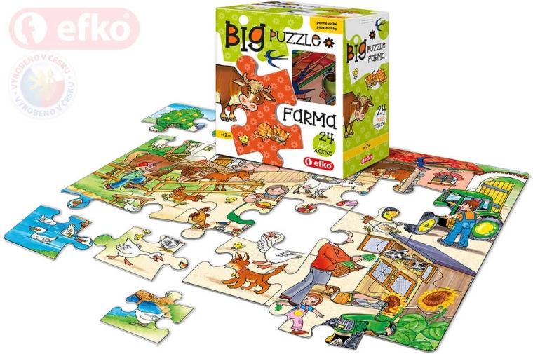 Puzzle pentru bebeluși Efko Big Fermă – piese mari, 24 de piese