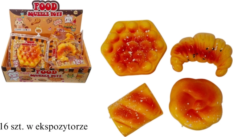 Jucărie antistres în formă de produse de patiserie, mix cu breloc - 1 bucată