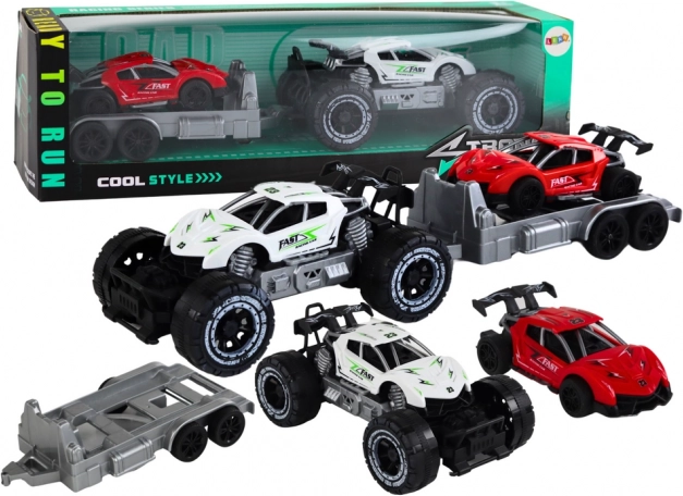 Auto off-road cu remorcă și mașină sport set