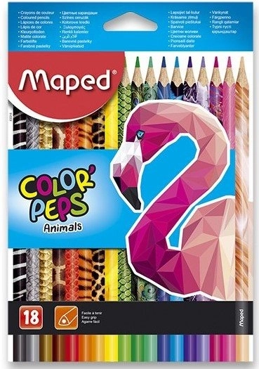 Creioane colorate triunghiulare MAPED Color'Peps Animals 18 buc