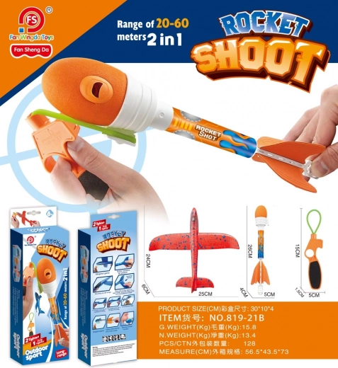 Avion roșu 2‑în‑1 cu lansator