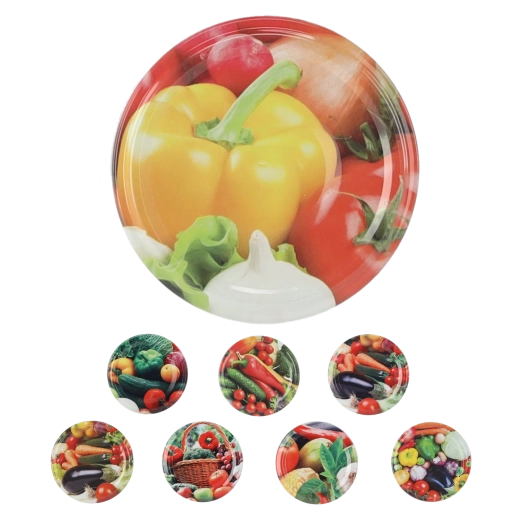 Capac de conservare twist-off FI 66 cu motiv de legume – mix de modele (1250 buc.)