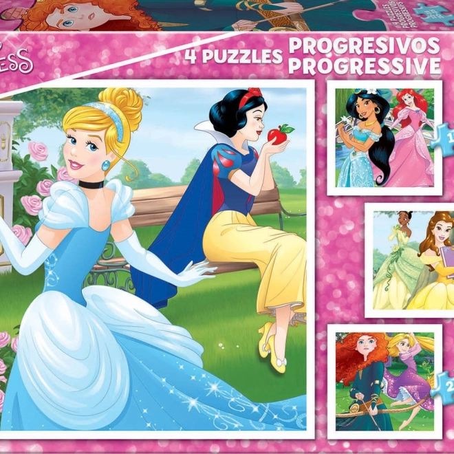 Educa puzzle Disney prințese 4în1 pentru copii (12–25 piese)