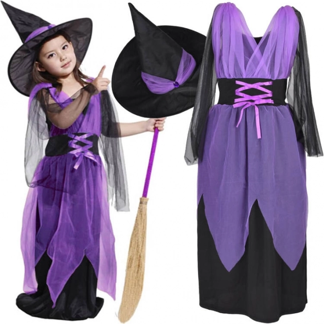 Costum de vrăjitoare pentru fete cu pălărie