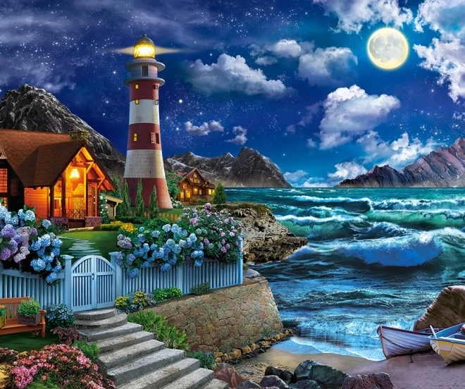 Puzzle 1000 piese Noaptea marinarului, Far