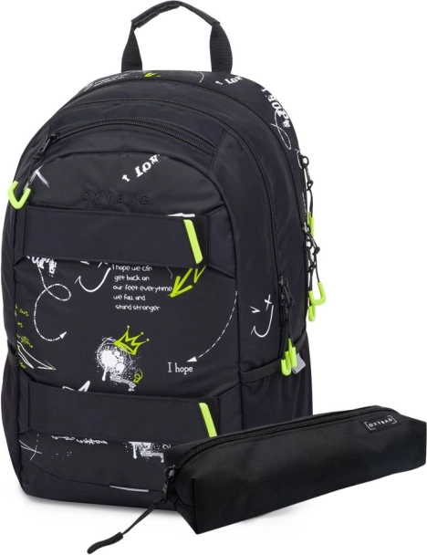 Rucsac de studenți OXY Sport Graffiti cu penar
