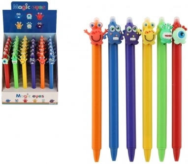 Pix cu gumă cu motive monstruoase 15 cm, plastic, mix de culori