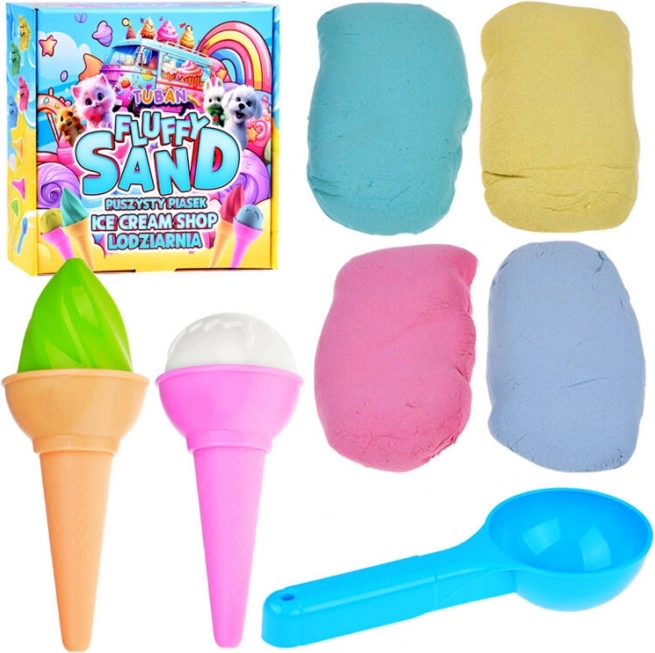 Nisip pufos și parfumat TUBAN – gelaterie, set de accesorii