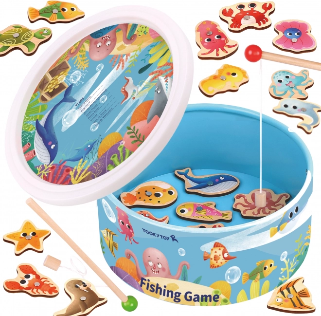 Tooky Toy joc magnetic pescuit peștișori – set din lemn
