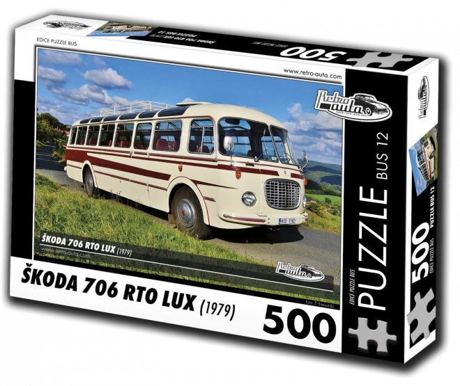 Puzzle Retro-mașini: Škoda 706 RTO LUX – autobuz, 500 piese