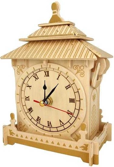 Woodcraft puzzle 3D din lemn cu ceas funcțional
