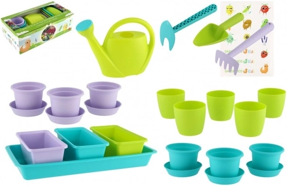 Set grădinărit Gardenico Kids cu ghivece