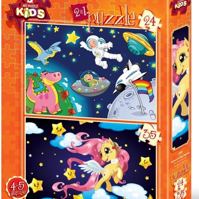 Puzzle Astronaut și mânzul de pegas 24 + 35 piese