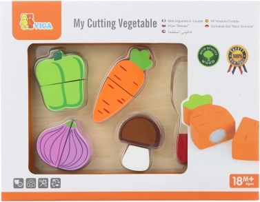 Set din lemn pentru feliat legume pentru copii