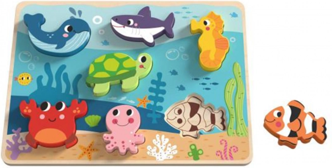 Puzzle din lemn Lumea Mării pentru copii TOOKY TOY