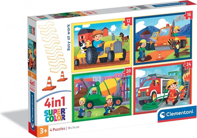 Puzzle Clementoni Ocupați la muncă 4în1 (12, 16, 20 și 24 piese)