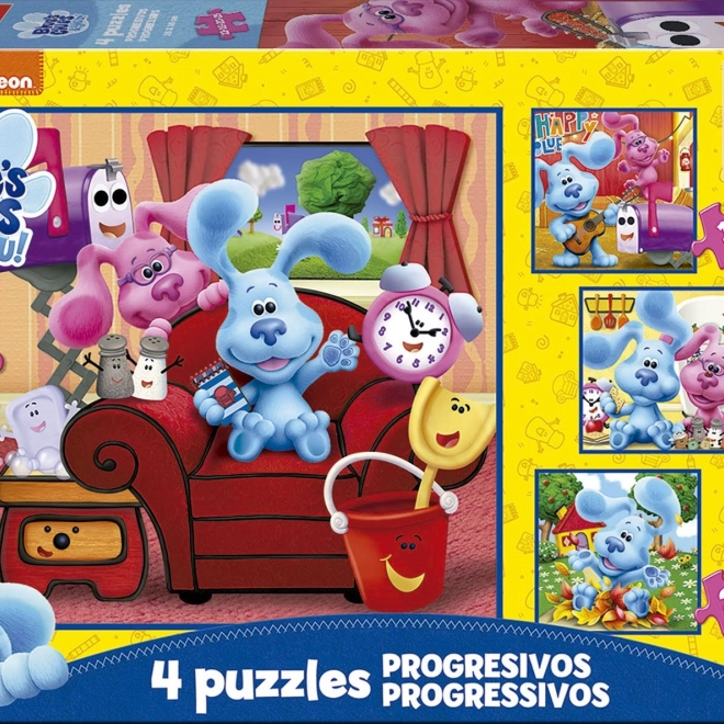 Puzzle BLUE'S CLUES 4în1 pentru copii (12, 16, 20 și 25 piese)