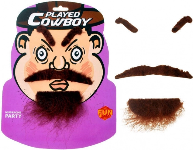 Set cowboy cu mustață – mustață, barbă și sprâncene