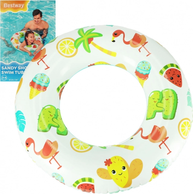 Colac de înot gonflabil BESTWAY cu motiv flamingo 61 cm