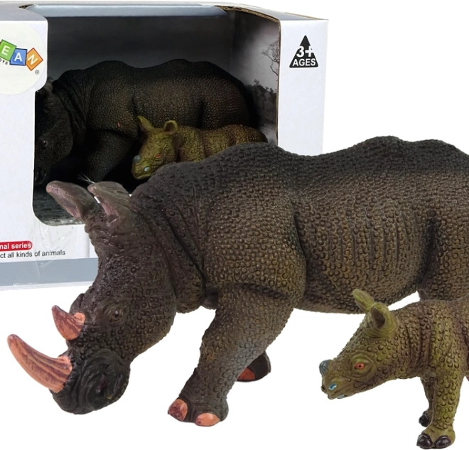 Set de 2 figurine rinocer cu pui – seria Animalele lumii