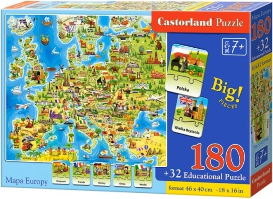 puzzle castorland harta europei 180 piese cu quiz
