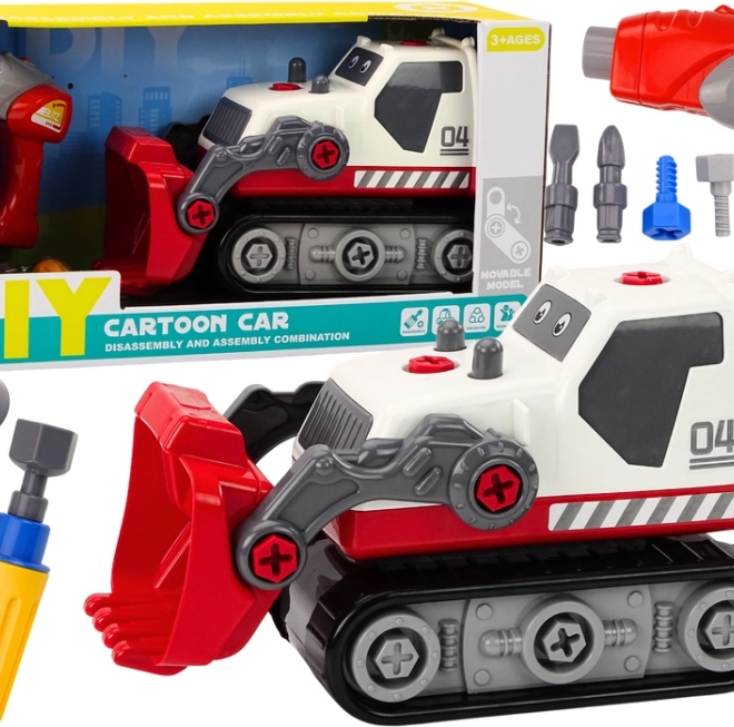 Excavator pe șenile de construit DIY – alb