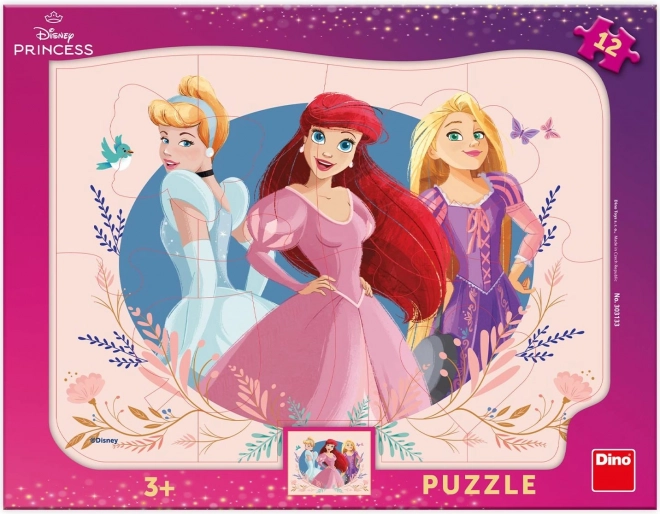 Puzzle cu prințese, 12 piese, pe placă
