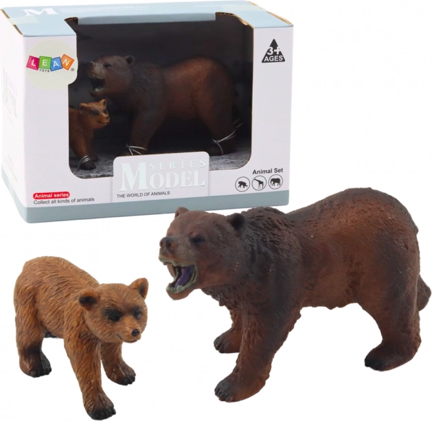 Set de două figurine ale ursului brun cu pui