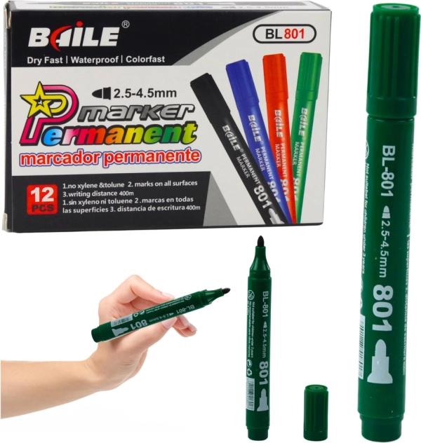 marker permanent verde rezistent la apă 2,5–4,5 mm