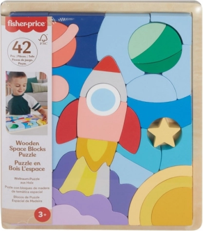 Puzzle din lemn Fisher-Price spațiu 42 de piese