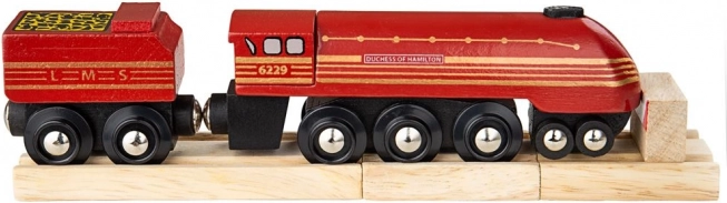 Locomotivă din lemn Duchess of Hamilton cu șine BIGJIGS RAIL