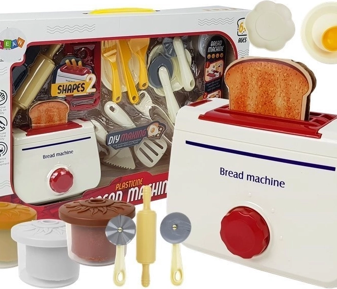 Set creativ cu prăjitor de pâine și plastilină – 4 culori