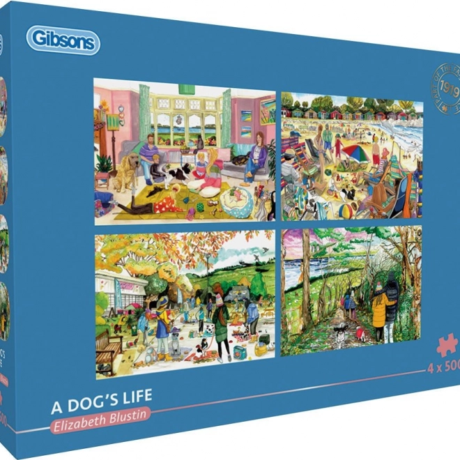 Puzzle Viața de câine Gibsons 4x500 piese