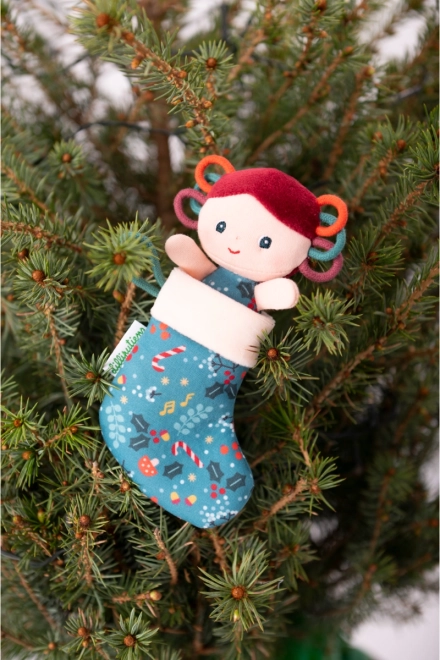 Lilliputiens spiriduș de Crăciun cu ciorap albastru