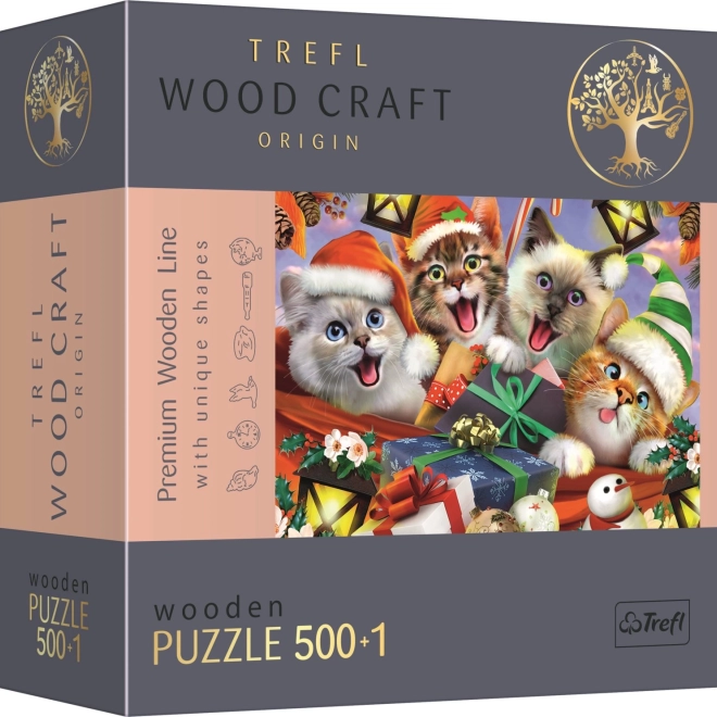 Puzzle din lemn Pisici de Crăciun 501 piese