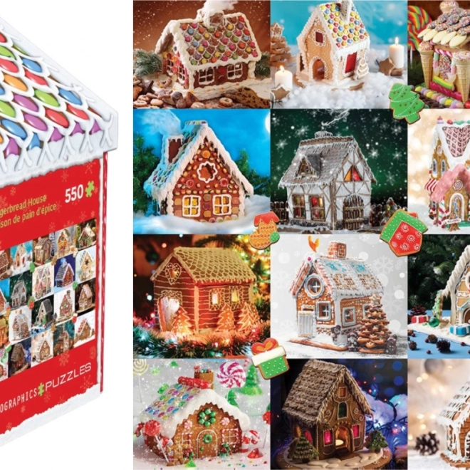 Puzzle Căsuța din turtă dulce EUROGRAPHICS în cutie metalică, 550 de piese