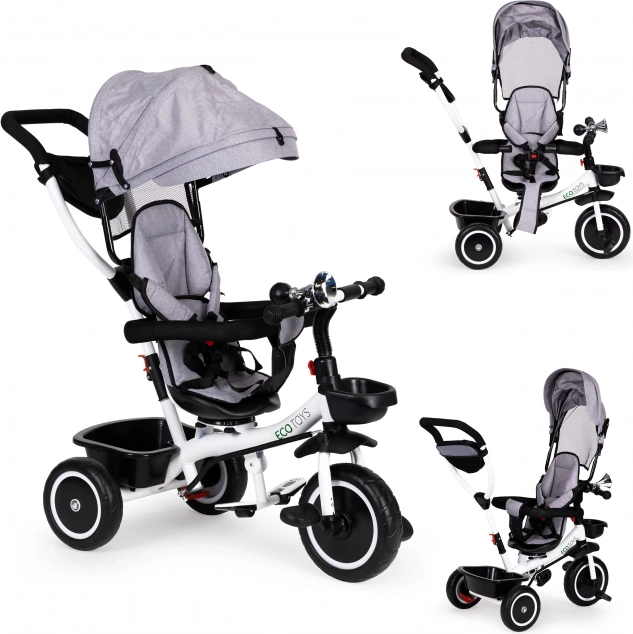 Tricicletă cu scaun rotativ 360° Gri ECOTOYS