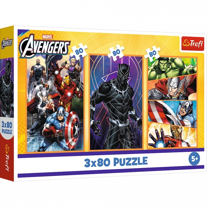 Puzzle 3x80 Zile de Acțiune - Disney Marvel Avengers